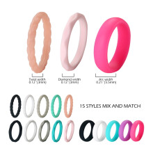 Silicone Wedding Rings for Women 3mm 15-Pack