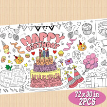 Cake Coloring Poster 30 x 72 Inch Tablecloth 2 Pieces