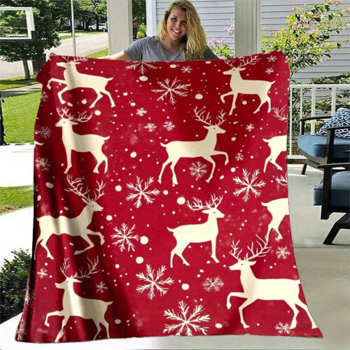 Reindeer Fleece Blanket Ultra-Warm Soft 1-Pack 2