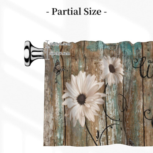 Rustic Daisy Window Valance Vintage White 54x18 Inch 1 Panel 2