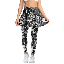 Women's Yoga Skirt with Leggings XL Camo Black-White