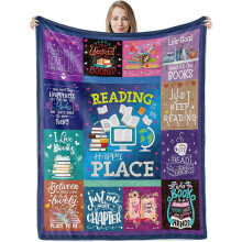 Couverture douce et confortable pour les amoureux des livres, 152 x 127 cm