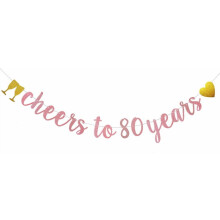 Guirlande en papier pailleté or rose pour un 80e anniversaire ou