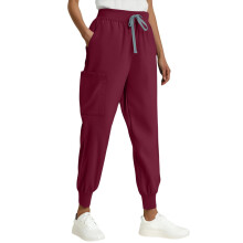 Women's Linen Drawstring Pants Elastic Waist High-Rise Red