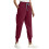 Women's Linen Drawstring Pants Elastic Waist High-Rise Red 1