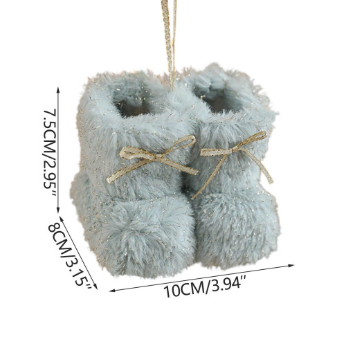 DAMAI Christmas Tree Plush Boot Ornaments Set Light Blue 2