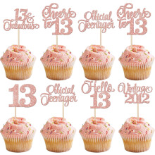 Vintage cupcake toppers in roségoud, 10 stuks