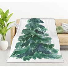 Aquarel kerstboom deken, zacht en lichtgewicht, 40x50 cm
