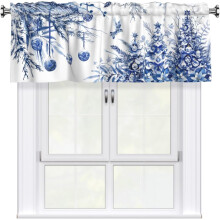 Cantonnière de Noël style chinoiserie bleue et blanche 45,7 x 137 cm