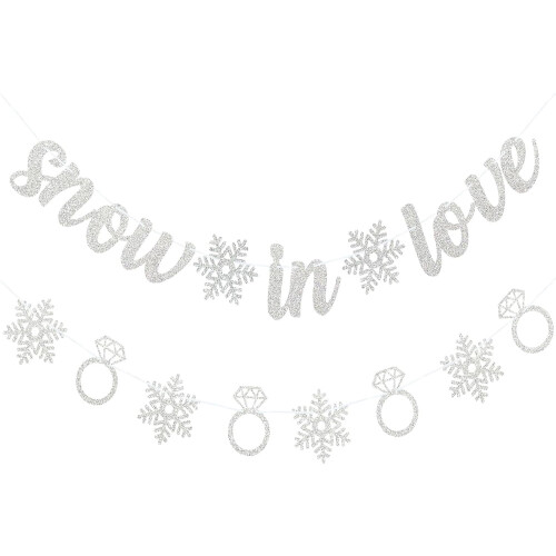 Winter Snow Theme Bachelorette Banner Silver Snowflake