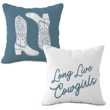 Housse de coussin Bottes de cowgirl côtières 45 x 45 cm Bleu Lot de 2
