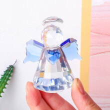 Poignée de porte en verre cristal avec figurine d'ange en forme de cœur - Maison