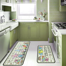 Tapis de cuisine à motifs de gnomes de Pâques (lot de 2) 17x47 po et 17x30 po