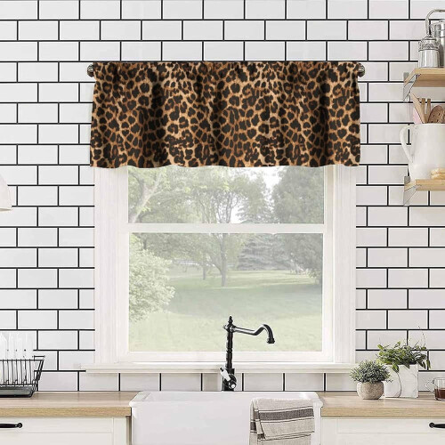 Cheetah Print Valance Curtain Brown Leopard 54x18 inch 1