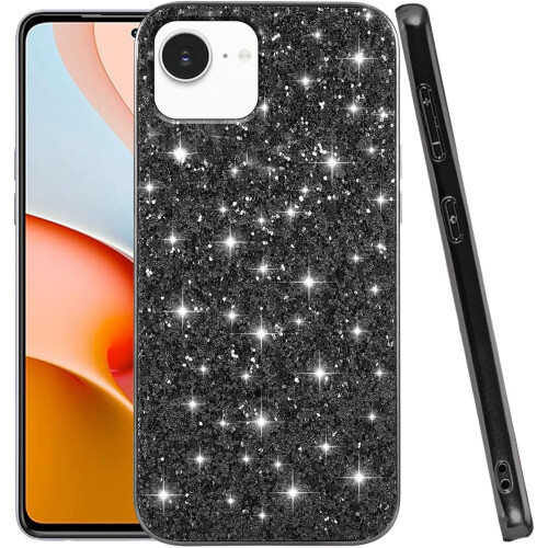 iPhone16e Glitter Stötsäkert Skal Svart TPU/PC