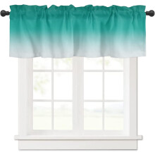 Mantovana per tenda con sfumatura turchese e verde acqua, 54x18 pollici, con passante per asta.