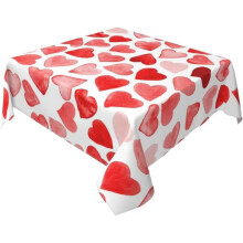Nappe aquarelle Saint-Valentin 60x60 pouces Cœurs rouges