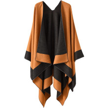 Damvinterponcho med öppen front och tofsar, vintage-stil