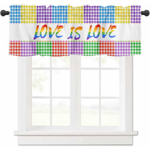 Cantonnière à carreaux arc-en-ciel LGBT 54 x 18 pouces avec passe-tringle