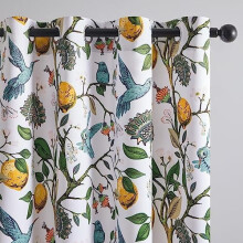 White Luxury Blackout Curtains Vintage Art Deco Floral