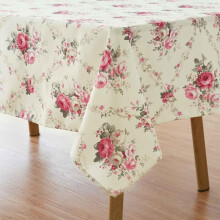 Nappe rectangulaire vintage Ă motif floral rose 60 x 120 pouces