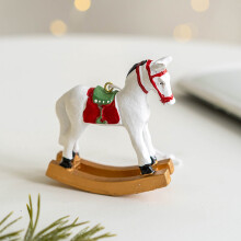 Xmax Retro Christmas Pendant Green 3D Rocking Horse Resin