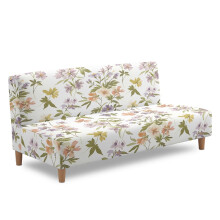 Housse de canapé sans accoudoirs blanche à motif floral, extensible, douce et anti-poussière