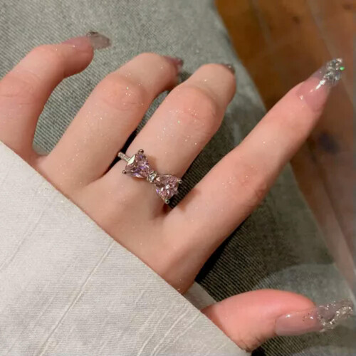 Bowknot Ring Adjustable Shiny Delicate Jewelry WY4-5 2