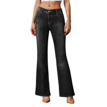 Schmal geschnittene Damen-Bootcut-Jeans mit Taschen