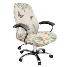 Housse de chaise de bureau lavable en machine, motif marguerite et papillon. Lavable en machine. Motif : marguerite et papillon.