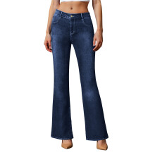 Schmal geschnittene Damen-Bootcut-Jeans mit Taschen