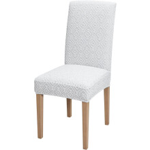 Jacquard-Stretch-Stuhlhussen, 4er-Set, weiß und grau