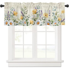 Cantonnière vintage à motif floral, 137 x 46 cm, marguerites