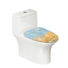 WC-Deckelbezug mit Blumenmuster, waschbar, aus Polyester, rund