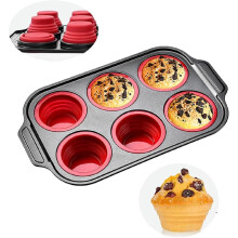 Moule à muffins en silicone avec cadre en métal, 12 cavités