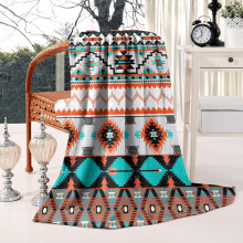 Coperta trapuntata a righe in flanella stile boho, 50x60 pollici