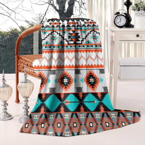 Flannel Boho Striped Quilted Throw Blanket 50x60in