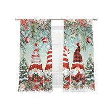 Rideaux en voile à motifs de gnomes de Noël, 132 x 160 cm