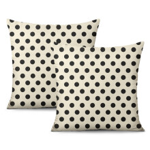Housses de coussin décoratives à pois noirs en lin, 50 x 50 cm, lot de 2
