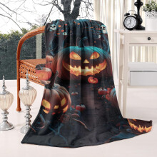 Couverture en flanelle Château Magique Citrouille d'Halloween 127 x 152 cm