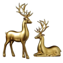 Lot de 2 figurines de rennes en résine pour décoration de Noël