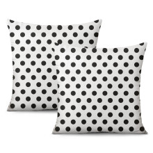 Ensemble de 2 housses de coussin en lin Ă pois noirs, 45 x 45 cm