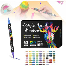 Acrylverfmarkers met dubbelzijdige penseelpunt, set