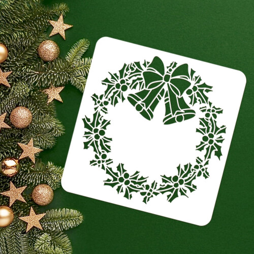 Christmas Wreath Stencil Plastic 11.8 Inch 2