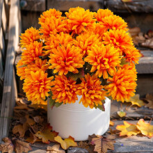 Chrysanthèmes artificiels en soie, fleurs d'automne, lot de 5