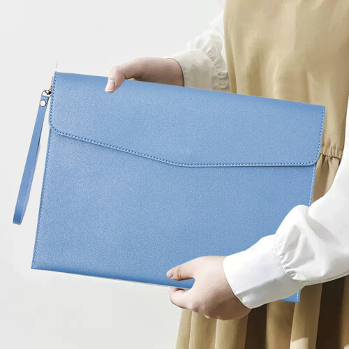 A4 Waterproof Leather File Folder Blue 1