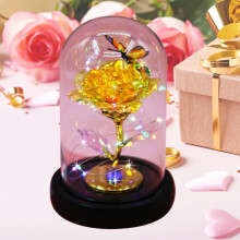 Gelbe Galaxy-Glasrose mit leuchtender Kristallkuppel