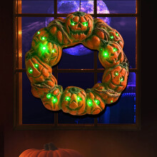 Couronne de citrouilles d'Halloween - Pendentif - Accessoire de maison hantée