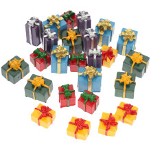 Miniatur-Geschenkbox aus Kunstharz, gelb, 25 Stück, 0,55 x 0,55 x