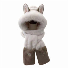 Polyester Winter Ear Scarf and Plush Hat Set for Women and